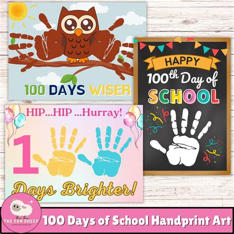 100 Days Of School Handprint Art 100th Day Of School Craft Art