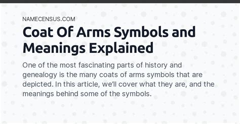 Coat Of Arms Symbols And Meanings Explained