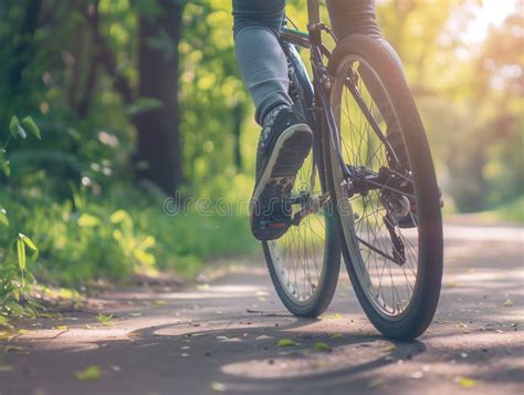 Bike At The Summer Sunset On The Tiled Road In The City Park Cycle