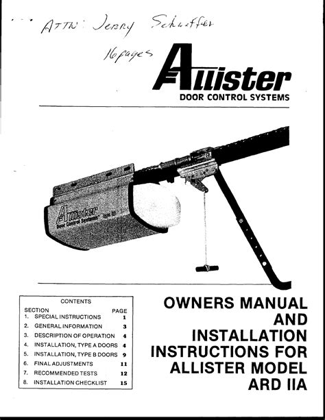 Allister Type Ii Garage Door Opener Manual | Dandk Organizer