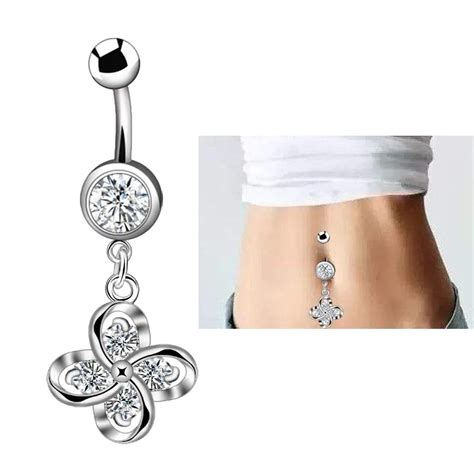 Fashion Lovely Flower Dangle Belly Button Rings Navel Ring Piercing