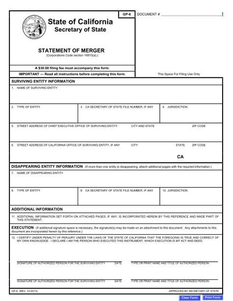 Form Gp 6 California Secretary Of State State Of California