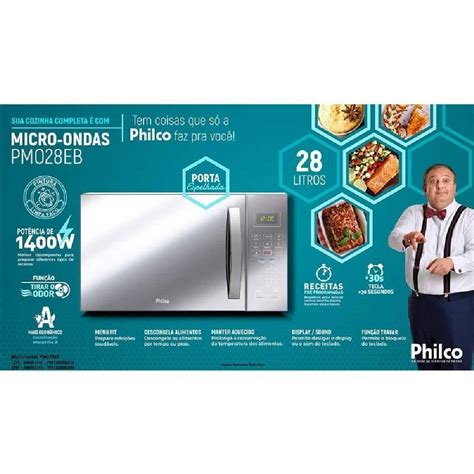 Micro ondas Philco 28 Litros Revestimento Limpa Fácil Espelhado