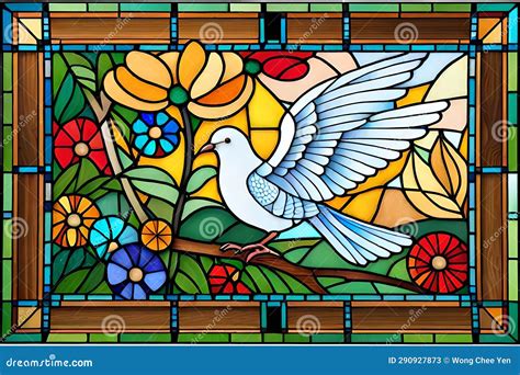 Stained Glass Dove Graphics Illustration Stock Illustration Illustration Of Arch Circle