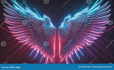 Illustration of a Pair of Cyberpunk Angel Wings for Mockup Stock Illustration - Illustration of ...