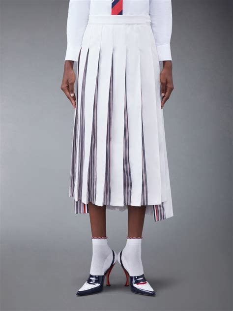 Cotton Canvas Classic Maxi Pleated Skirt Thom Browne