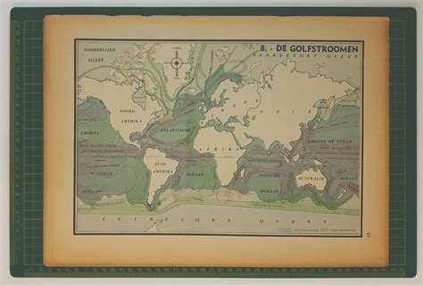 1941 Vintage World Map Of Ocean Currents Etsy