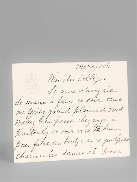 Signed Autograph Letter In French Mercredi Mon Cher Coll Gue Si