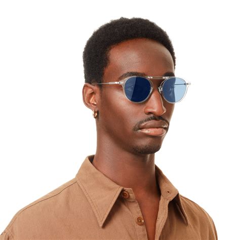 Round Transparent Sunglasses with Navy Blue Lenses | RIMOWA