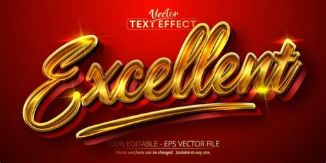 Premium Vector Excellent Text Shiny Gold Style Editable Text Effect