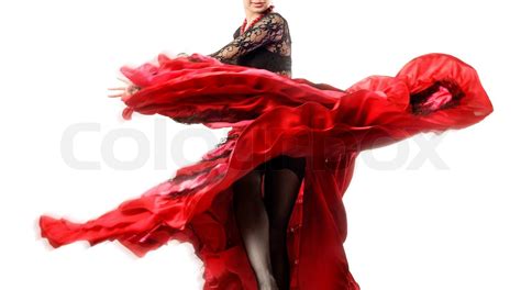 Elegante Flamenco Tänzerin mit Bewegung ihren Rock Stock Bild Colourbox