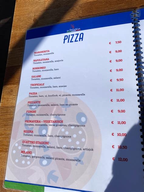 Speisekarte Von La Fontanella Pizzeria Ristorante Italiano Zandvoort