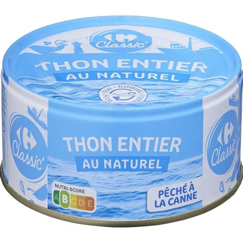 Thon Entier Au Naturel CARREFOUR CLASSIC La Boite De 140g Net