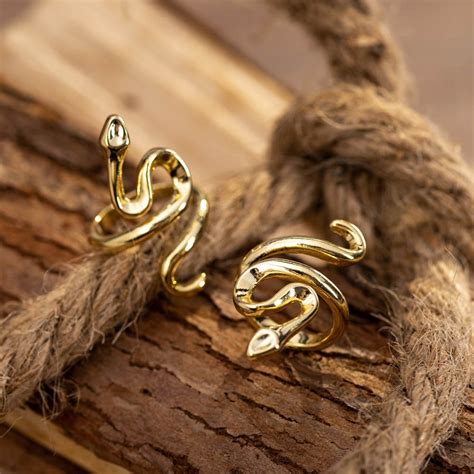 Adjustable Gold Snake Ring Open Stacking 18k Gold Plated Snake Spiral