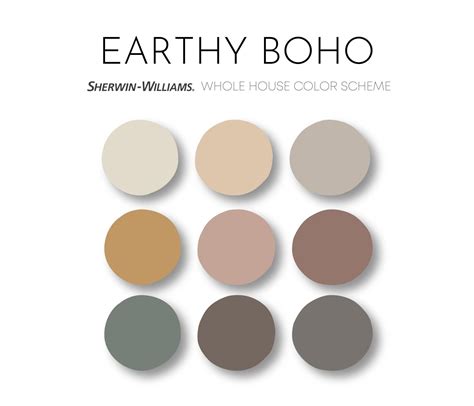 Earthy Boho Sherwin Williams Paint Palette Interior Paint Etsy