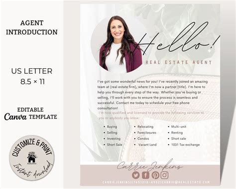 Real Estate New Agent Introduction Letter Flyer Farming Letter