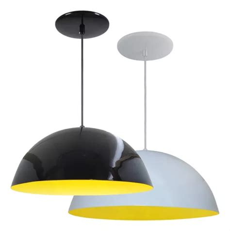 Luminária Pendente Meia Lua 50cm Alumínio Interior Amarelo Frete grátis