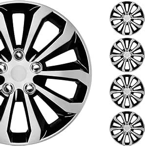 BDK 4 Pack Premium Hubcaps 16 Wheel Rim Cover Hub Caps Two Tone Style