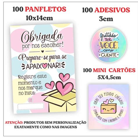 Kit Papelaria Empreendedor Panfletos Agradecimento Ao Cliente Adesivos