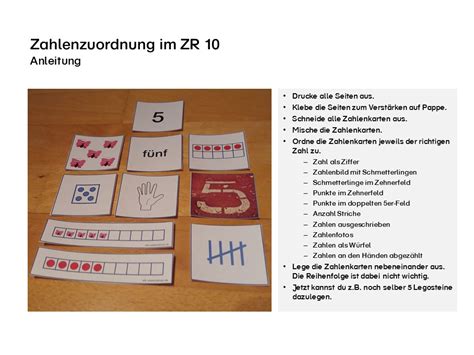 ZR10 Zahlenzuordnung Mit Verschiedenen Zahlenkarten Materialien