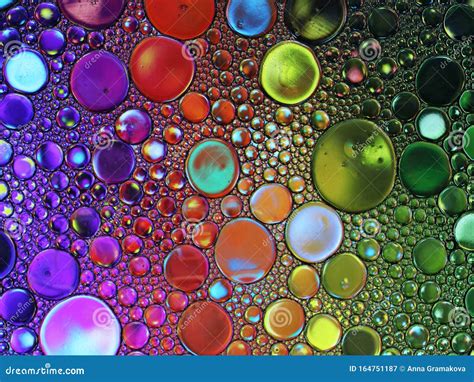 Abstract Multicolor Water Oil Soap Bubbles Mixed Texture With Stars