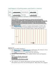 Lab Report Earthquakes And Earth S Interior Docx Lab Report