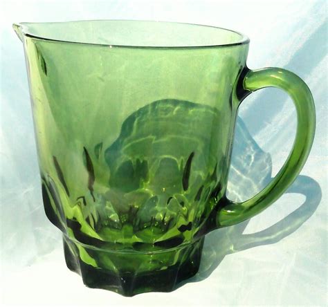 Original Vintage Colored Green Glass Water Pitcher 6 Cup Hazel Atlas