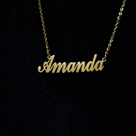 Amanda Name Necklace 18k Gold Plated Amanda Nameplate Name Etsy