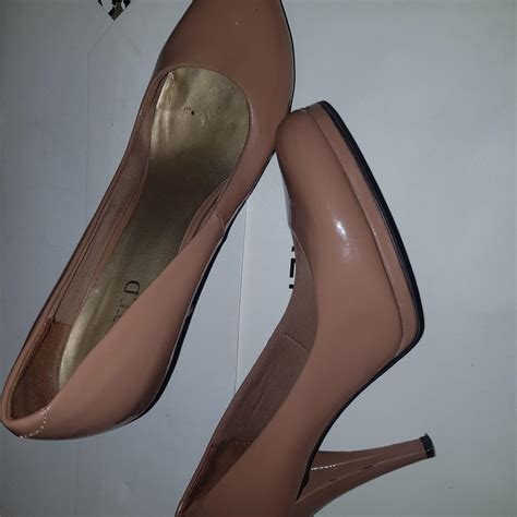 M S Nude Patent Platform Heel Extremely Depop