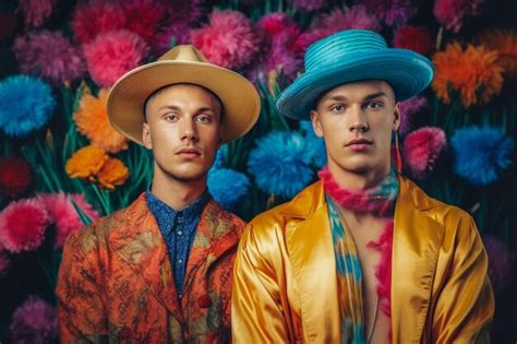 Um Lindo Casal Gay Feliz Cores Do Arco Ris Em Um Campo De Flores Papel De Parede Do M S Do