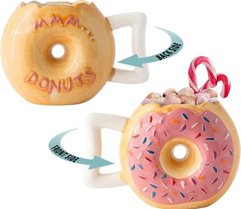 Ceramic Donut Mug Delicious Pink Glaze Doughnut With