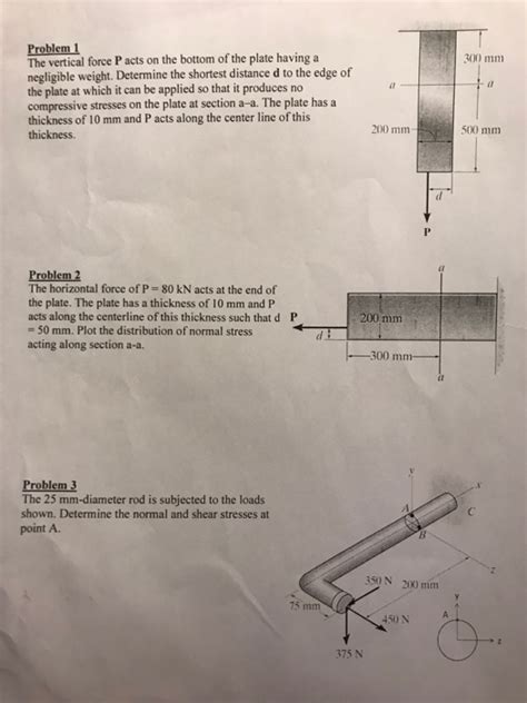 Solved Problem 1 The Vertical Force P Acts On The Bottom Of Chegg