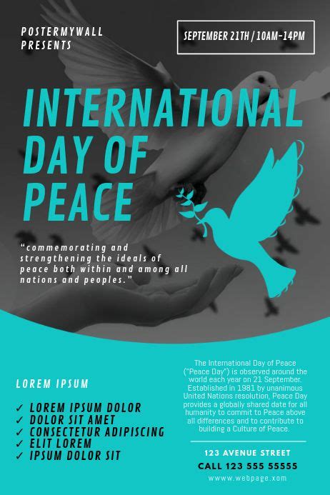 International Day Of Peace Flyer Template Event Poster Template