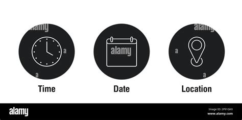 Date Time Location Icon In Flat Style Event Message Vector