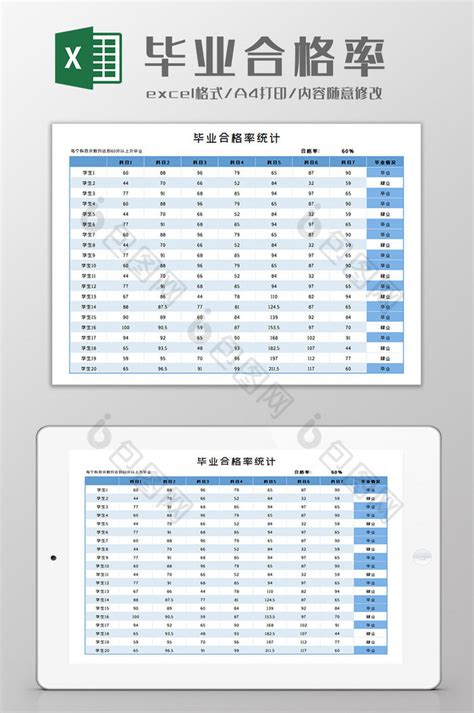 毕业合格率excel模板下载 包图网