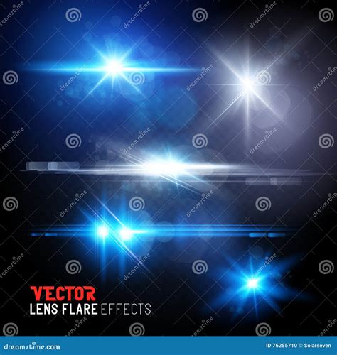 Set Of Lens Flares And Sun Flares Stock Vector Illustration Of