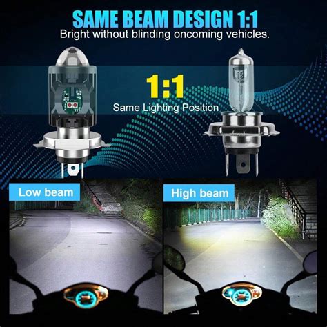 Sandd 1pc H4 Ba20d Led Motorcycle Headlights 12v 30000lm Csp Lights For Motorcycle Highlow Beam