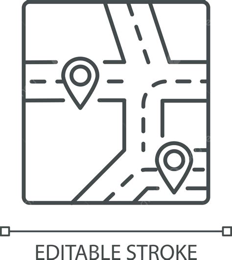 Gps Map Pixel Perfect Linear Icon Journey Line Land Vector Journey