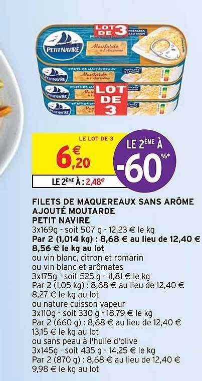 Promo Filets De Maquereaux Sans Ar Me Ajout Moutarde Petit Navire Chez