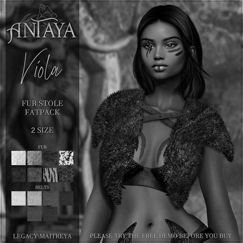 Second Life Marketplace Antaya Fur Stole Viola Demo