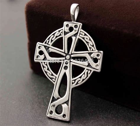 316L Stainless Steel Vintage Celtic Cross Large Pendant Charm P7878