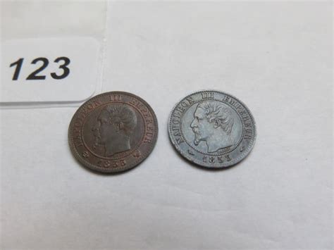 Monnaies France Lot de 2 x 1 Centime Napoléon III tête nue en