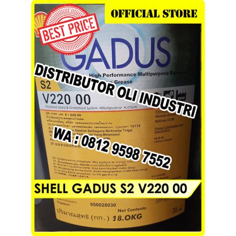 Jual SHELL GADUS S2 V220 00 NLGI 00 Ready Stock 18 KG Kota