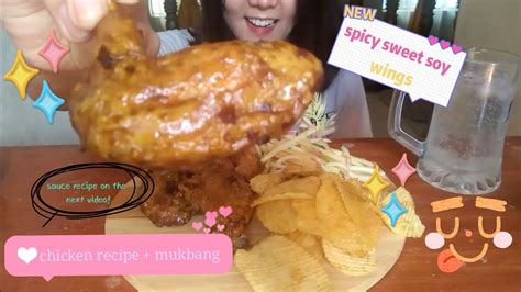 How To Make Spicy Sweet Soy Wings Mukbang Chicken Wings Recipe Youtube