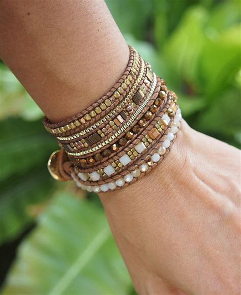 5 Times Wrap Bracelet Brown Crystal Beaded Mix Boho Etsy Beaded