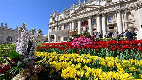 Dutch Floral Decorations Fill St Peters Square For Easter Sunday