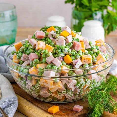 Classic Ham And Pea Salad Recipe With Cheese