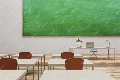 Premium Photo Modern Classroom Interior With Green Chalkboard And Wooden Flooring Mock Up