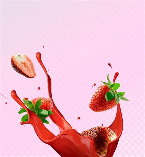 Premium Psd Strawberry Red Juice Splash