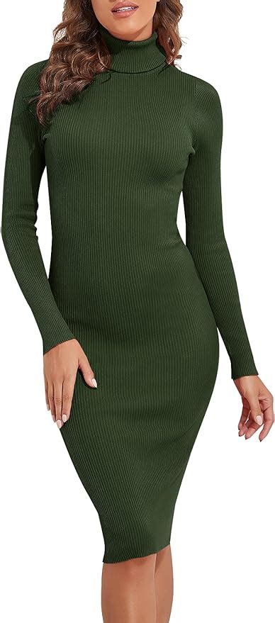 PrettyGuide Women S Turtleneck Sweater Dress Long Sleeve Ribbed Knit